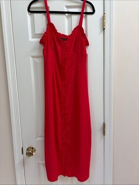Topshop Red Ruffle-Trim Dress